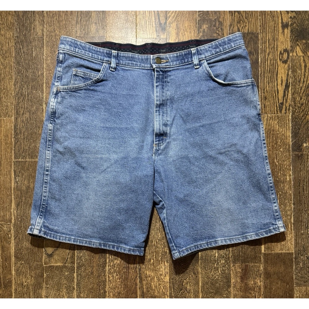 Wrangler Denim Blue Jean Shorts Mens Size 38 Relaxed Fit 655STQD Elastic Waist